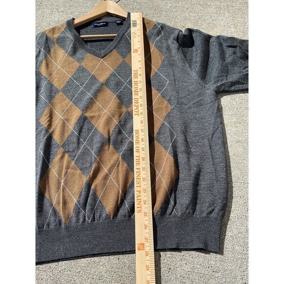 Linea Rosso argyle Sweater mens Xlarge V-Neck pullover long sleeve wool blend - Picture 4 of 8